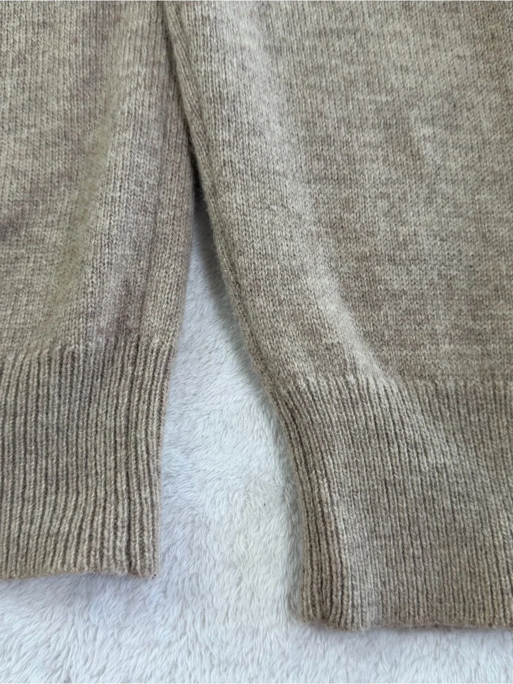 J.Crew XL Shawl Collar Lambswool Blend Sweater Tan Oatmeal Knit Mens